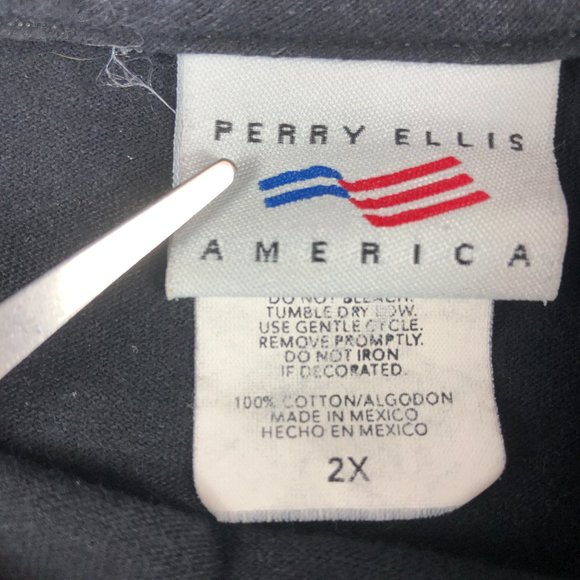 VTG 90s Perry Ellis America Shirt Men Extra Extra Large Black Red Spell Out Logo - Picture 4 of 9